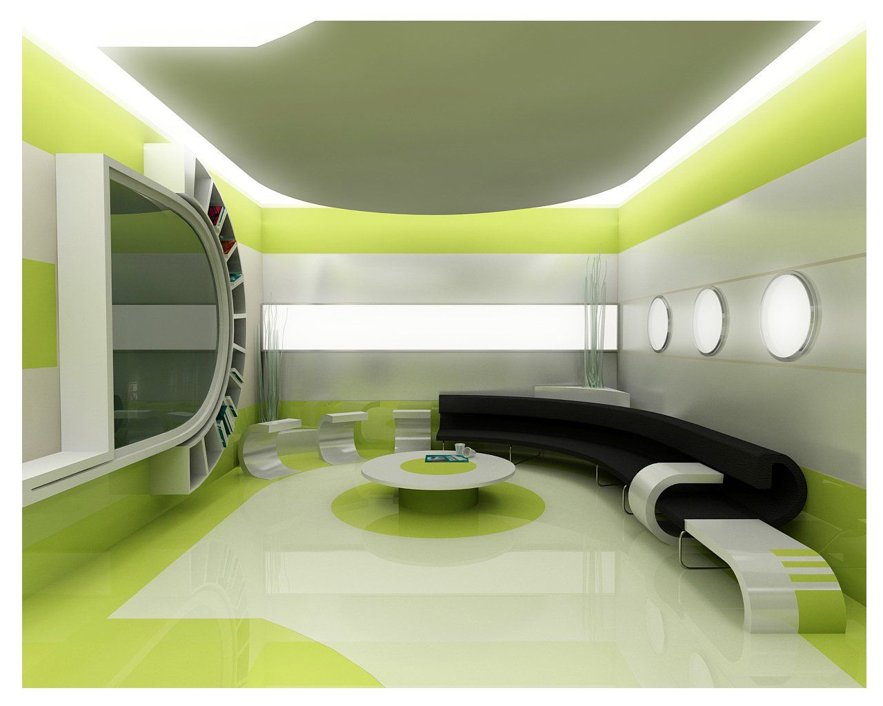 Green Living Room Interior Design